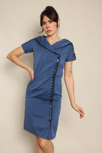 50s Asymmetric Button Dress