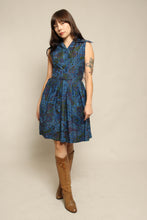 60s Blue Paisley Cotton Dress