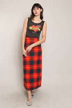 70s Plaid Knit Maxi Skirt