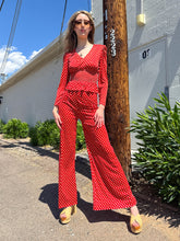 70s Red Polka Dot Bell Bottom Set