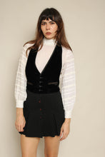 1980s Black Velvet Vest With Open Back