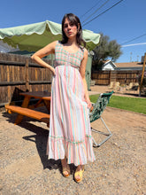 70s Smocked Striped Maxi Dress