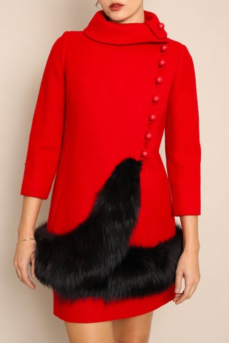 60s Mod Jacket Set With Fur Trim