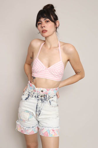 80s Acid Wash Floral Shorts