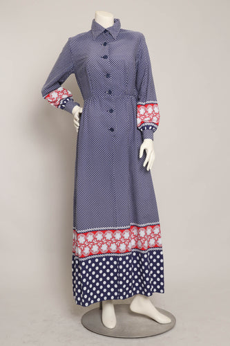 70s Border Print Dress