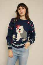 1990s Woolrich English Sheep Dog Print Wool Sweater