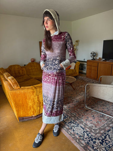 90s Hooded Velour Dress