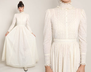 70s Eyelet Lace Victorian Dress