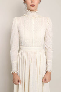 70s Eyelet Lace Victorian Dress