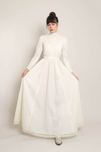 70s Eyelet Lace Victorian Dress