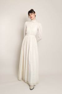 70s Eyelet Lace Victorian Dress