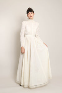 70s Eyelet Lace Victorian Dress