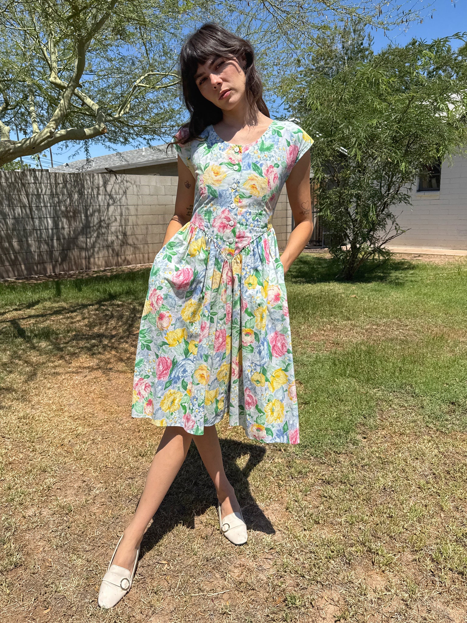 90s Floral Cotton Dress Luxie Vintage 90s Floral Cotton Dress Luxie Vintage