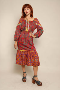 70s Paisley Boho Dress