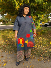 70s Floral & Snail Patchwork Denim Dress