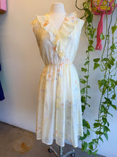 50s Pale Yellow Fluttery Chiffon Dress
