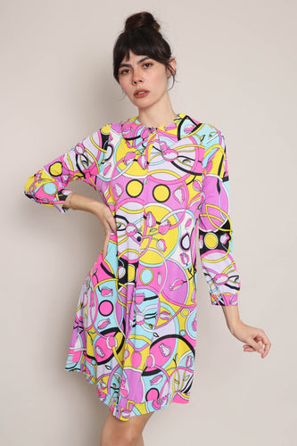 60s Psychedelic Print Dress