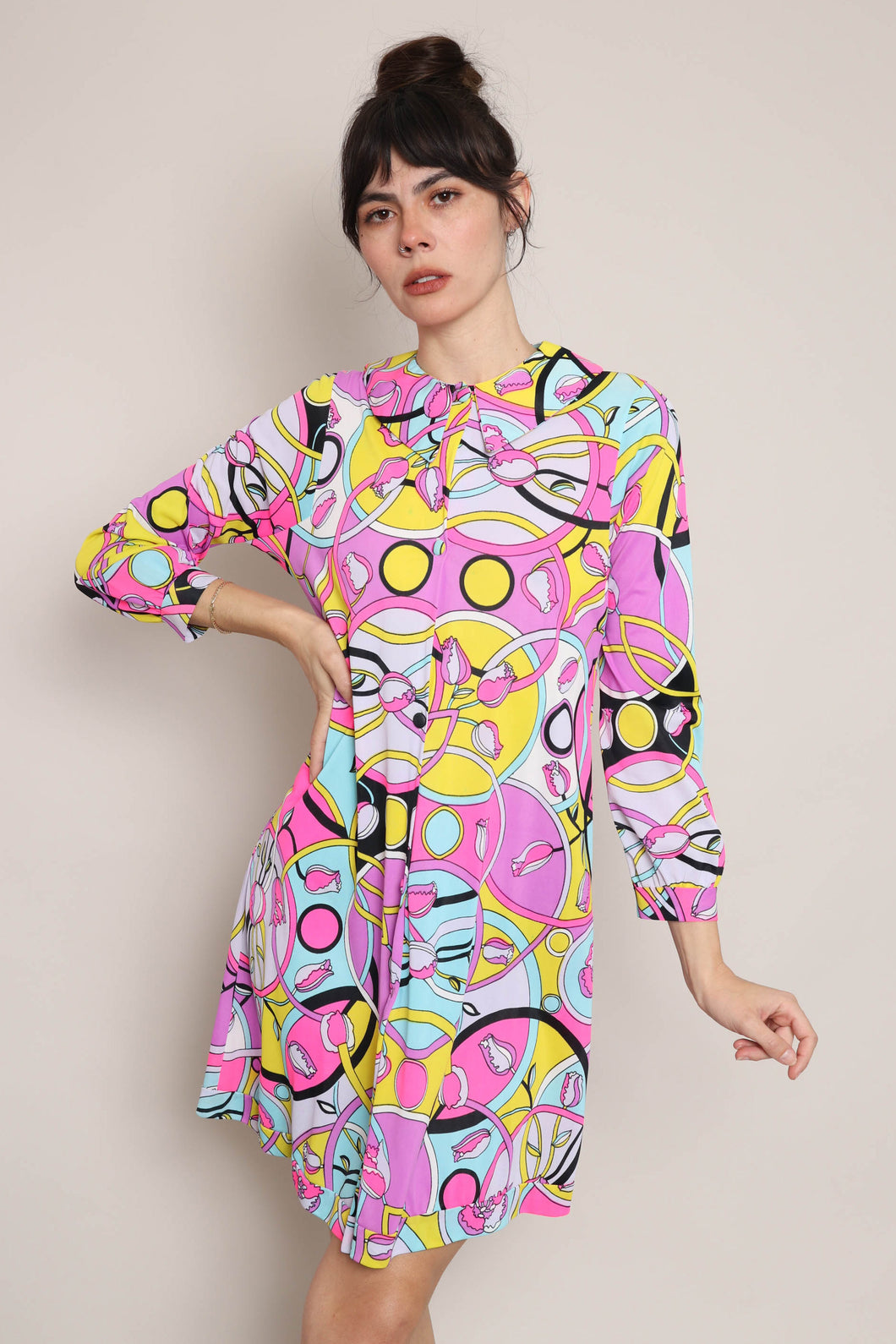 60s Psychedelic Print Dress