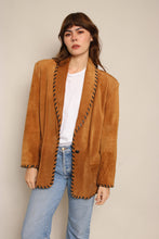 90s Suede Blazer With Contrast Whip Stitching