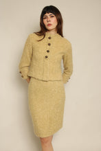 1950s Wool Boucle Knit Two Piece Jacket Skirt Set