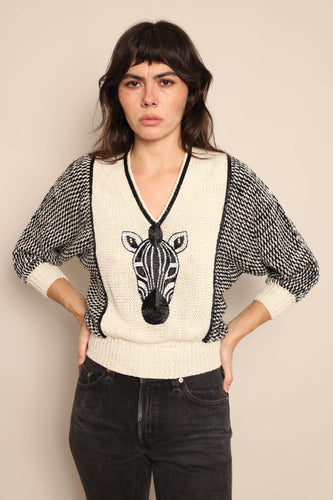 80s Beaded Zebra Sweater