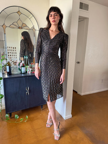 80s Ruched Lurex Dress