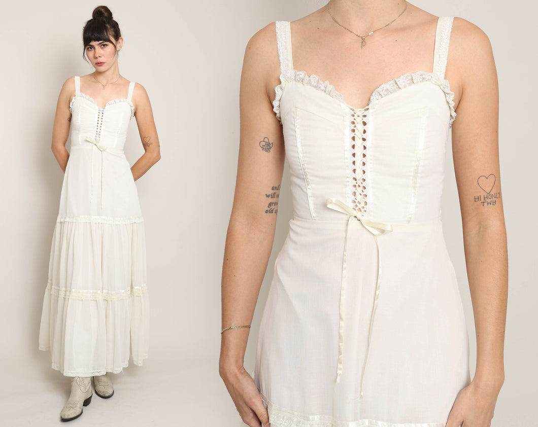 70s Corset Prairie Dress