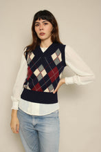1980s Blue Argyle Sweater Vest
