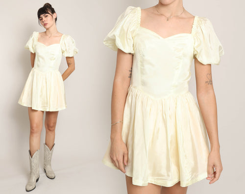 70s Taffeta Peasant Dress