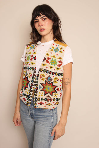 80s Beaded Southwestern Vest