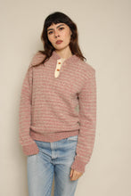 1980s The Ragg Muted Pink Striped Henley Sweater