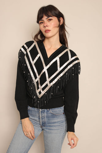 80s Western Fringe Sweater