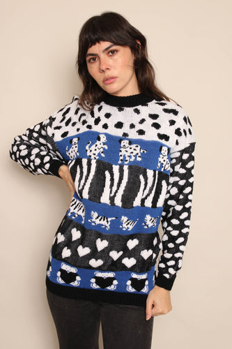 80s Dog Cat & Teddy Bear Sweater