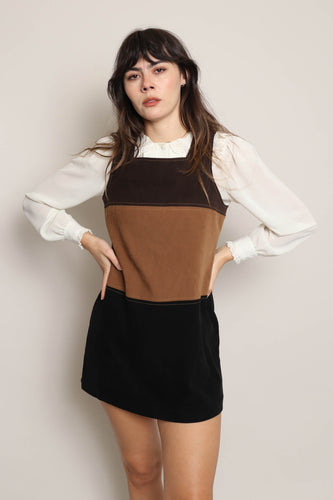 90s Autumn Color Block Dress