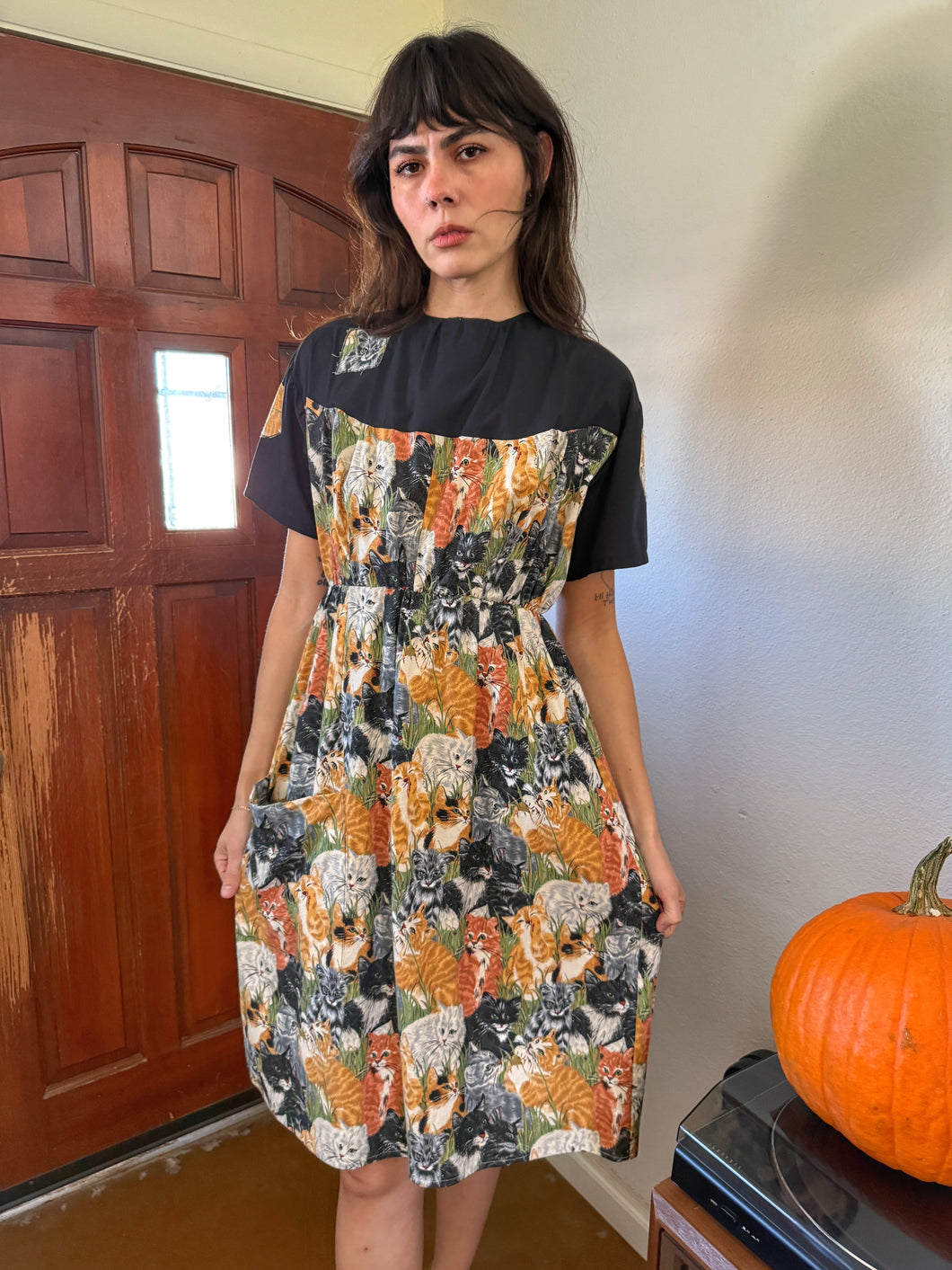 90s Cat Print Dress