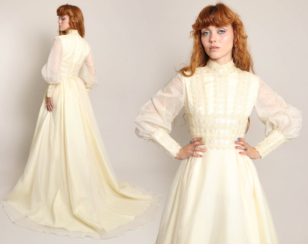 60s Emma Domb Wedding Dress With Train