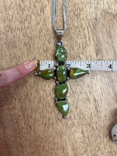 Chimney Butte Gaspeite Cross Pendant With Liquid Silver Necklace