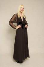 70s Luis Estévez Brown Chiffon Cocktail Dress