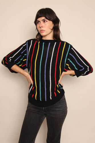 80s Rainbow Striped Sweater