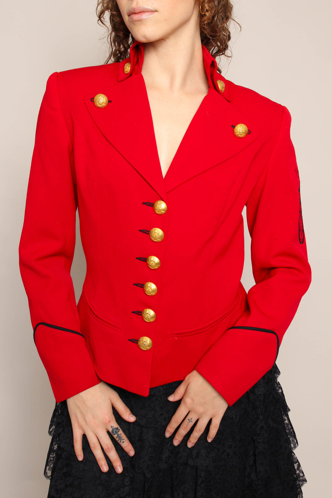 90s Red Military Jacket