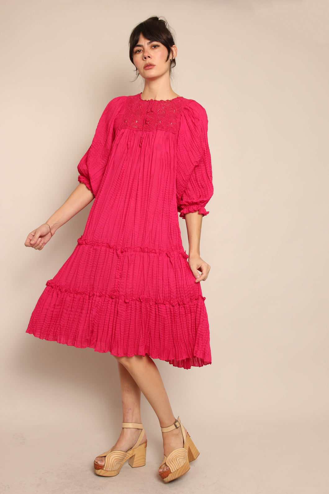 90s Crochet Gauze Dress