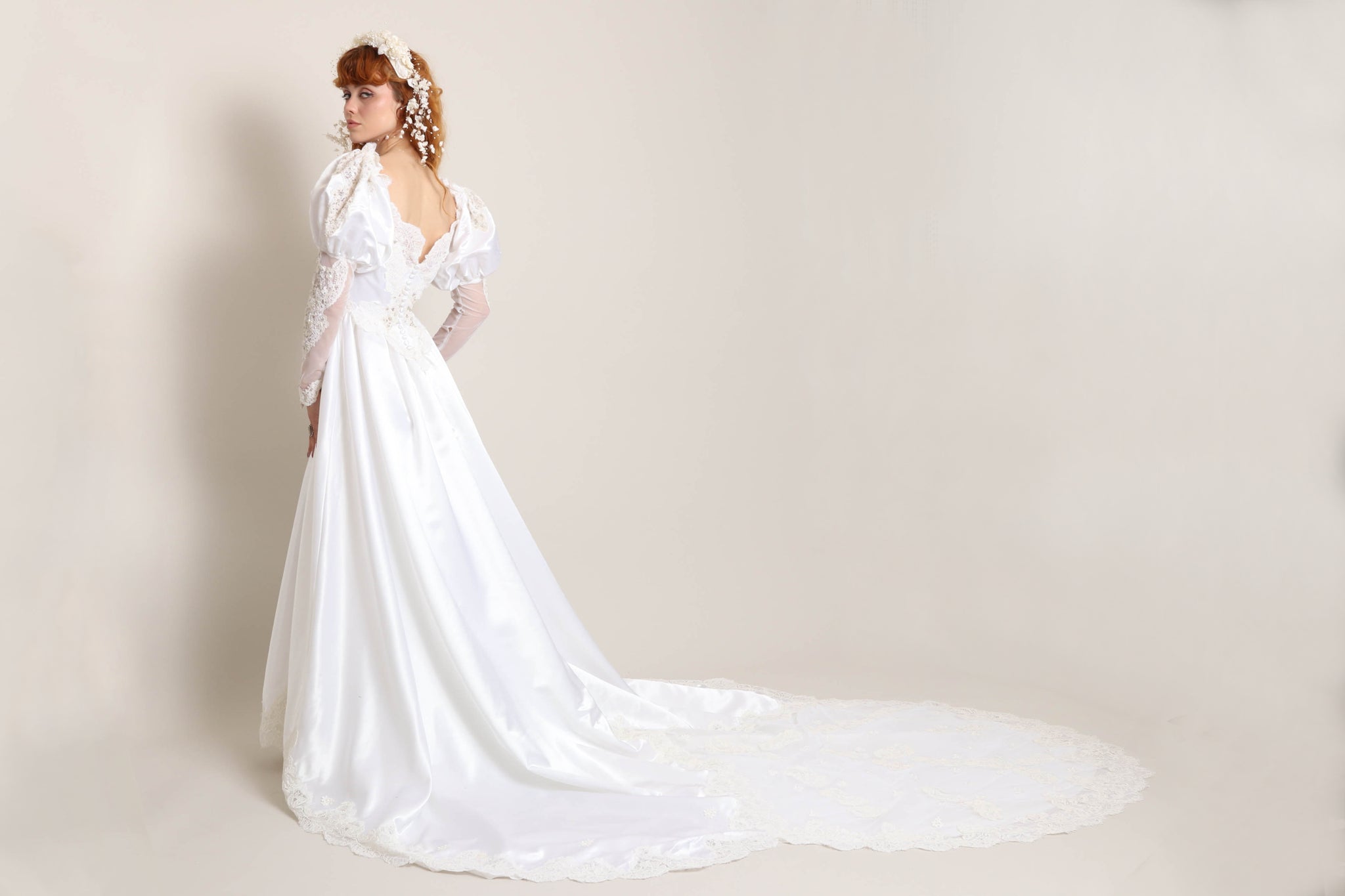 80s Romantic Wedding Dress With Train Luxie Vintage 80s Romantic Wedding Dress With Train Luxie Vintage