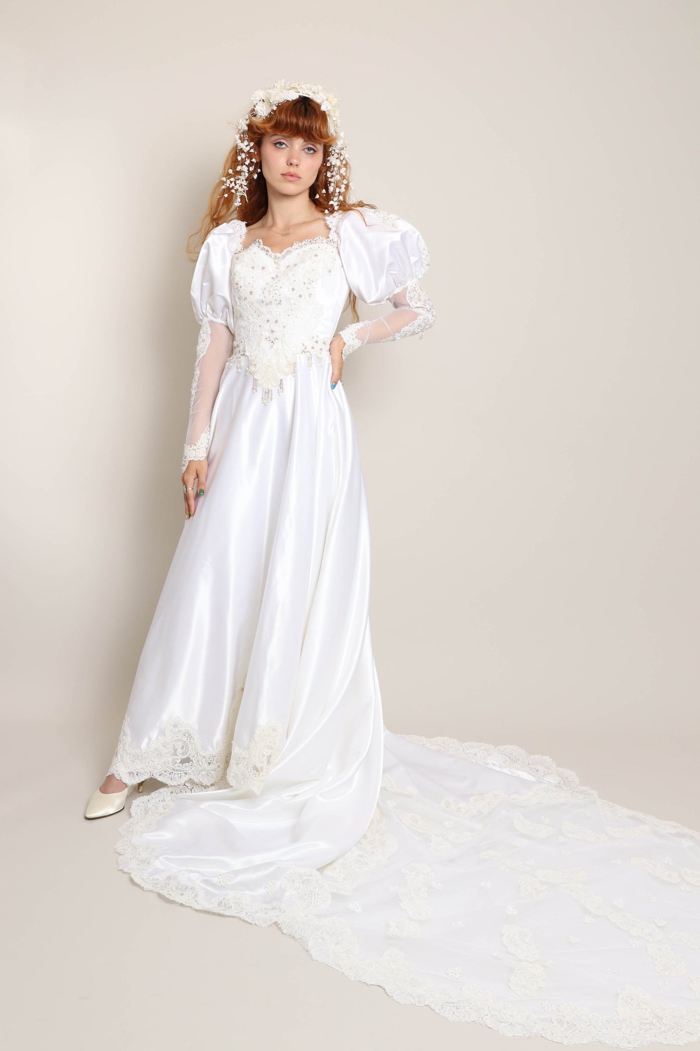 80s Romantic Wedding Dress With Train Luxie Vintage 80s Romantic Wedding Dress With Train Luxie Vintage