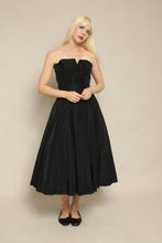 50s Black Strapless Taffeta Party Dress