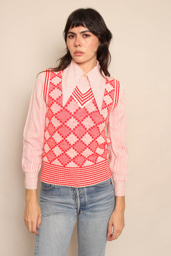 70s Red Sweater Vest