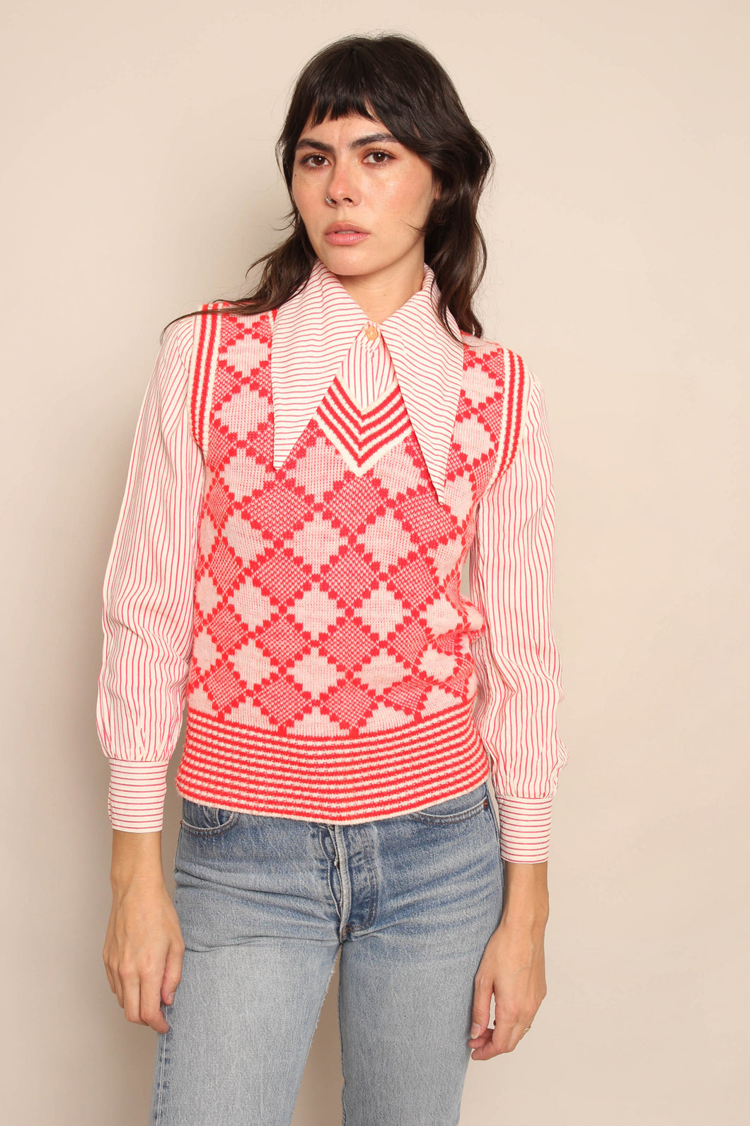 70s Red Sweater Vest