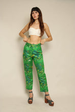 1960s Japanese Novelty Print Green Brocade Pants