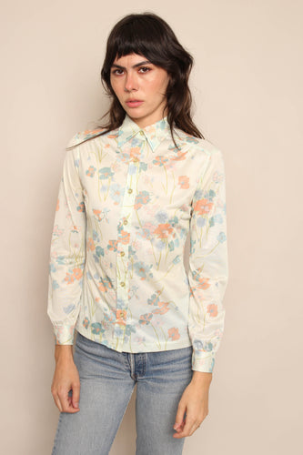 70s Muted Floral Disco Shirt