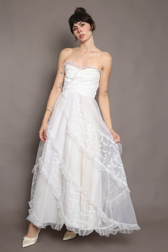60s Strapless Chiffon Gown