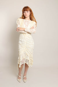 80s Ruched Lace Dress